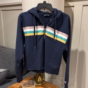 Abercrombie & Fitch size s cozy cropped  Half-Zip Hoodie Striped Chest Detail